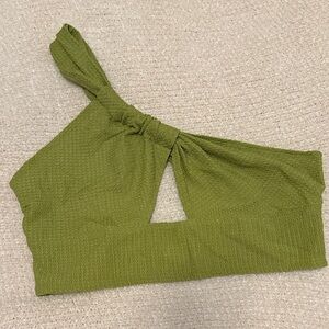 Olive One-Shoulder Knot Crop Top